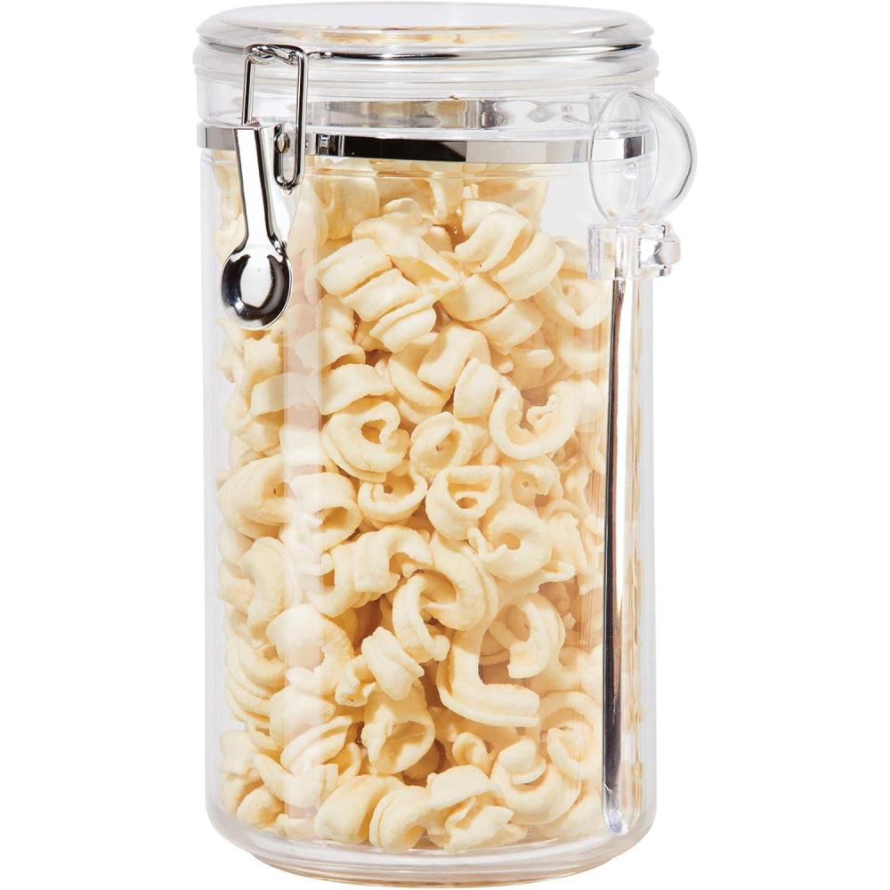 imageOGGI Clear Canister Airtight 38oz  Clamp Lid ampamp Spoon  Airtight Food Storage Containers Ideal for Kitchen ampamp Pantry Storage of Bulk Dry Food Including Flour Sugar Coffee Rice Tea Spices ampamp Herbs72 Fluid Ounces