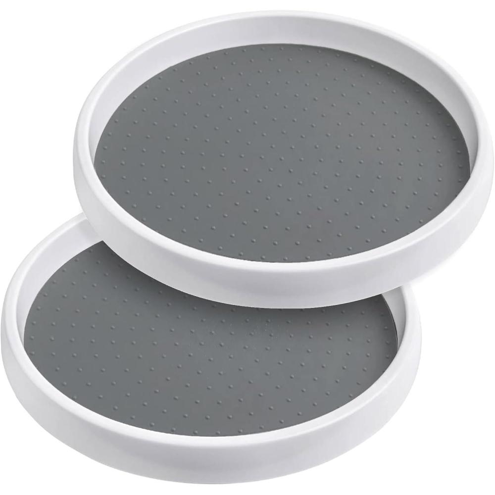 imageOGGI Set of 2 Lazy Susan Organizers 10quot for Kitchen Pantry Cabinet Organizing ampamp Storage Ideal as Rotating Spice Racks ampamp Pantry Organizers  WhiteTaupe