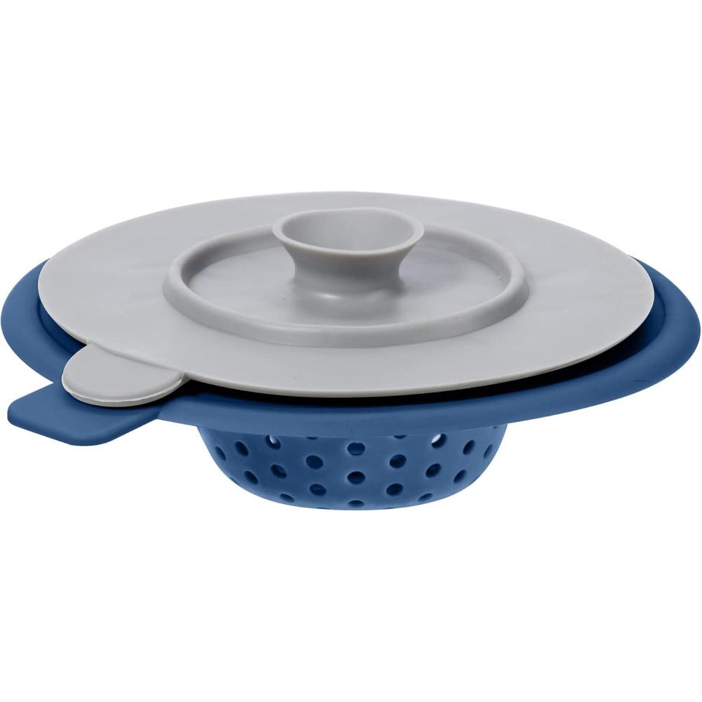 imageOGGI Silicone Sink Strainer ampamp Stopper Set Great Kitchen Sink Strainer Silicone Drain Stopper Sink Drain Strainer Sink Plug 46 Diameter Rim GrayBlue