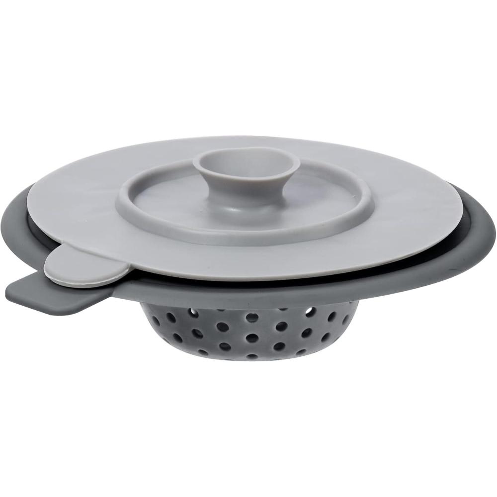 imageOGGI Silicone Sink Strainer ampamp Stopper Set Great Kitchen Sink Strainer Silicone Drain Stopper Sink Drain Strainer Sink Plug 46 Diameter Rim GrayGray