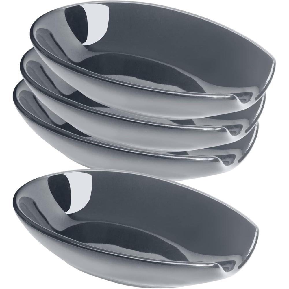 imageOGGI Spooner Ceramic Spoon Rest Spoon Rest for Stove Top Spoon Holder for Countertop Kitchen Decor for Counter Coffee Bar Accessories Midnight BlueSlate Blue  Set of 4