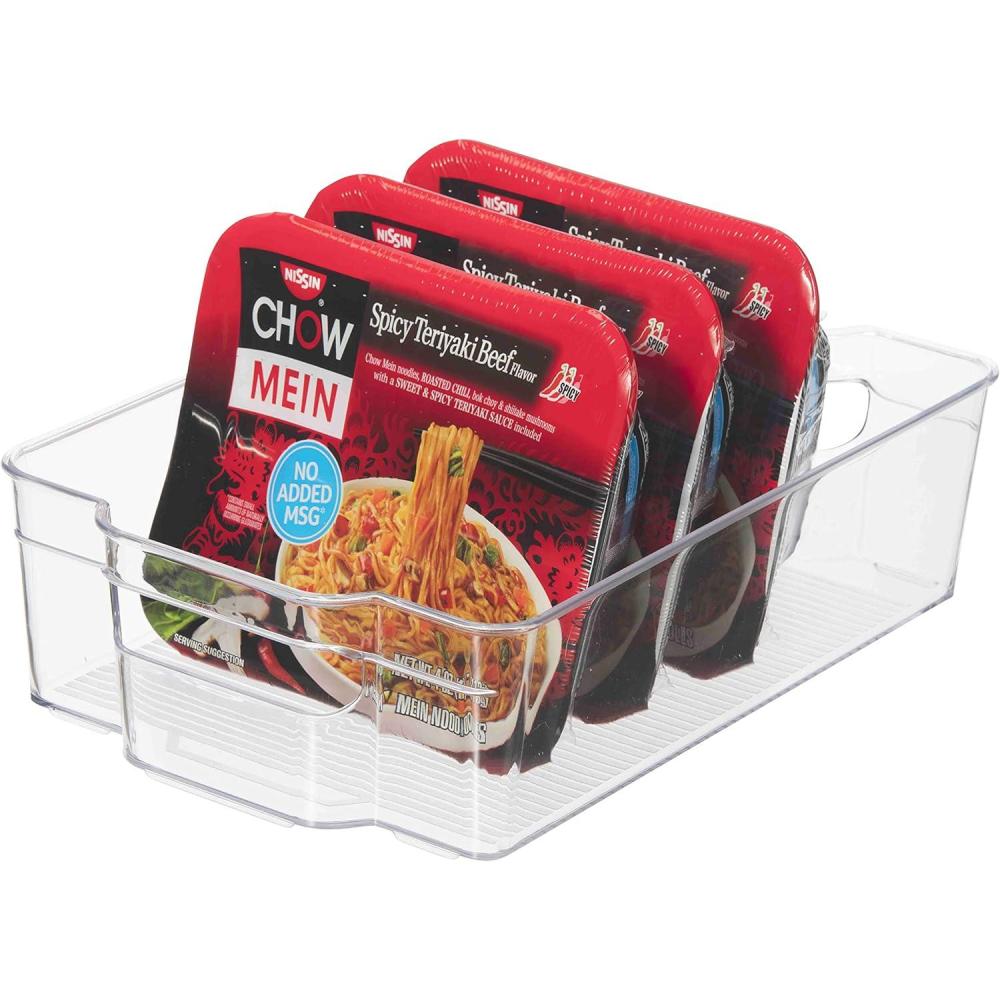 imageOGGI Stackable Storage Bin With Handle  Large 1475quot x 85quot x 375quot  Ideal for Kitchen Organization Pantry Storage Fridge Organizing Clear125 x 85 x 35