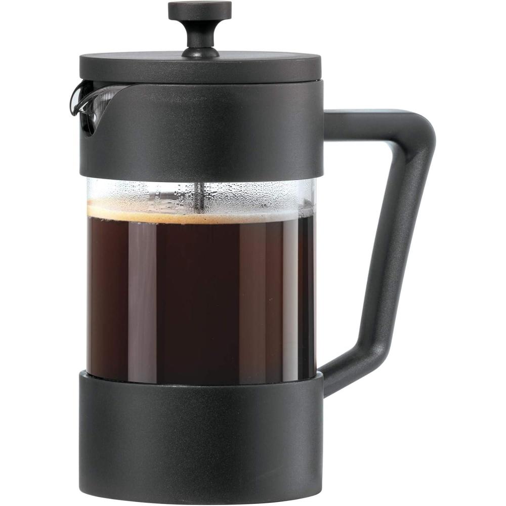 imageOggi Borosilicate Glass French Press Coffee Maker 20oz 5 Cup Capacity Coffee Press Single Serve Coffee Maker Stainless Steel Lid ampamp Plunger Make Great Coffee Gifts RedBlack