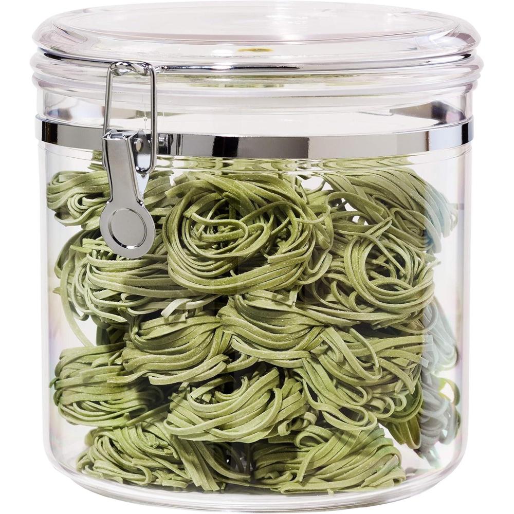 imageOggi Clear Canister with Clamp Lid 28 oz  Large Airtight Food Storage Container for Kitchen ampamp Pantry Storage of Bulk Dry Foods Including Pasta Flour Sugar Coffee Rice Tea Spices ampamp Herbs150Fluid Ounce