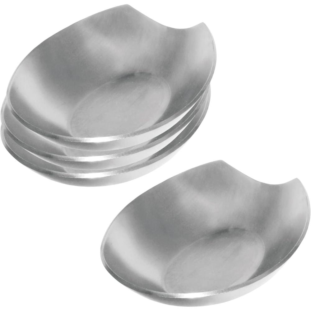 imageOggi Spooner Stainless Steel Spoon Rest Holds Kitchen Utensils for Mess Free Cooking Stove Top Coffee Station Kitchen Accessories Utensil Rest Blue 525 inch by 35 inch 76355Stainless Steel  Set of 4