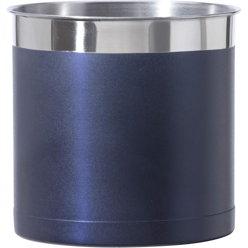 imageOggi Stainless Steel Jumbo Utensil Holder  7quot Utensil Caddy Weighted Base for Stability  Extra Large Utensil Crock and Countertop Utensil Organizer Stainless SteelBlue  7