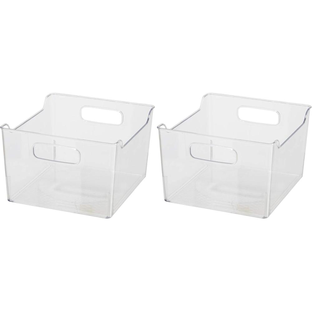 imageOggi Storage Bin With Handles  Deep 975quot x 9quot x 6quot  Ideal for Kitchen Organization Pantry Storage Fridge Organizing Clear1 Count Pack of 2