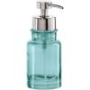 imageOGGI Glass Foaming Soap Dispenser  10oz Capacity Round Heavy Glass  Stylish Refillable Foaming Hand Soap Dispenser for Bathroom and Kitchen GrayChromeAqua