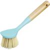 imageOGGI Natural Bamboo Dish Brush  NonScratch Odorless Nylon Bristles Durable Scrub Brush with Scraper for Grease ampamp Grime Safe Cleaning Brush for NonStick Cookware  Orange Accent ColorTurquoise
