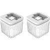 imageOggi Airtight Clear Fluted Canister Set of 2  Stackable Food Storage Containers with Lids Vintage Modern Farmhouse Style Kitchen Counter ampamp Pantry Organization Size  2 x 405 fl oz  12 Lt