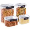 imageOggi Easi Grip 57oz Moisture Proof Storage Container Ultra Clear BPAFree Sealable Canister Flip Open Pouring Lid Date Reminder Slider on Clip Ideal Cereal Dispenser 57oz  17ltSet of 4