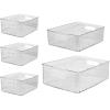 imageOggi Set of 5 Clear Fluted Storage Bins with Handle  Durable Plastic Organizers for Fridge Pantry Cabinets ampamp Countertop Modern Farmhouse Style 5 Sizes for Kitchen Organization and Storage