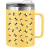 imageOggi ThermoMug Stainless Steel Insulated Mug Double Wall Vacuum Insulated wHandle ampamp Lid Coffee Cup Camping Mug Travel Thermos 14oz420ml Happy FlowersWorker Bees