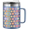 imageOggi ThermoMug Stainless Steel Insulated Mug Double Wall Vacuum Insulated wHandle ampamp Lid Coffee Cup Camping Mug Travel Thermos 14oz420ml Happy FlowersHappy Flowers