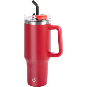 imageOGGI 40 oz Tumbler with Handle Straw ampamp Lid  Big Water Bottle Travel Coffee Mug Stainless Steel Vacuum Insulated Thermal Cup for Hot Cold Beverages Cold for 24Hrs ampamp Hot for 12Hrs  BlueRed