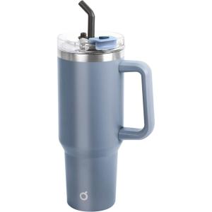 imageOGGI 40 oz Tumbler with Handle Straw ampamp Lid  Big Water Bottle Travel Coffee Mug Stainless Steel Vacuum Insulated Thermal Cup for Hot Cold Beverages Cold for 24Hrs ampamp Hot for 12Hrs  BlueBlue