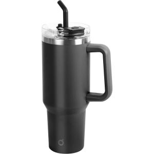 imageOGGI 40 oz Tumbler with Handle Straw ampamp Lid  Big Water Bottle Travel Coffee Mug Stainless Steel Vacuum Insulated Thermal Cup for Hot Cold Beverages Cold for 24Hrs ampamp Hot for 12Hrs  BlueBlack