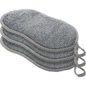 imageOGGI Bambou OdorFree Kitchen Sponges  Natural Kitchen Sponges for Dishes 91 BambooDerived Rayon Cellulose Fiber Reusable Absorbent Hygienic Durable NonScratch Washable  3 pcs 7x4Gray