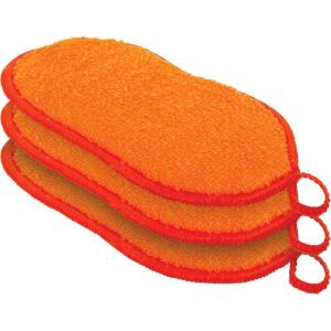 imageOGGI Bambou OdorFree Kitchen Sponges  Natural Kitchen Sponges for Dishes 91 BambooDerived Rayon Cellulose Fiber Reusable Absorbent Hygienic Durable NonScratch Washable  3 pcs 7x4Orange