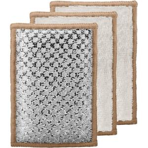 imageOGGI Bambou OdorFree Scrubbing Sponges  Natural Scrub Sponges for Dishes 91 BambooDerived Rayon Cellulose Fiber Reusable Absorbent Durable Scrubbers NonScratch Washable  3 pcs 7x4WhiteKhaki