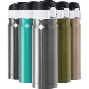 imageOGGI Caliber Stainless Steel Travel Water Bottle Insulated Coffee Mug Metal Water Bottle Sports Bottle Water Flask Travel Bottles 17oz PeacockSlate Gray