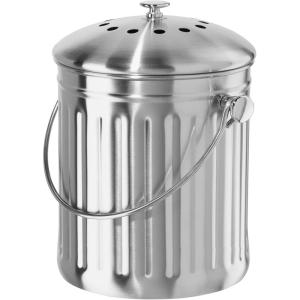 imageOGGI Countertop Compost Bin with Lid1 Gallon Indoor Compost Bin wCharcoal Filter Stainless Steel Compost Container Ideal Kitchen Compost Pail Eco Friendly ProductsFood Waste Bin