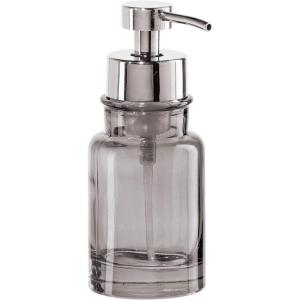 imageOGGI Glass Foaming Soap Dispenser  10oz Capacity Round Heavy Glass  Stylish Refillable Foaming Hand Soap Dispenser for Bathroom and Kitchen GrayChromeGray