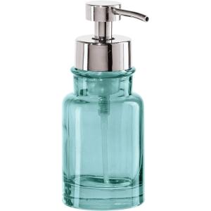 imageOGGI Glass Foaming Soap Dispenser  10oz Capacity Round Heavy Glass  Stylish Refillable Foaming Hand Soap Dispenser for Bathroom and Kitchen GrayChromeAqua