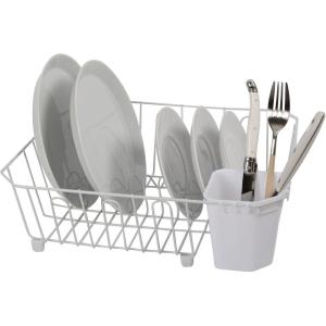 imageOGGI Large Dish Drying Rack  White ampamp Bamboo Dish Drying Rack Drying Rack Kitchen Dish Rack Dish Racks for Kitchen Counter Durable Coated Steel Kitchen Drying Rack with Cutlery HolderWhite