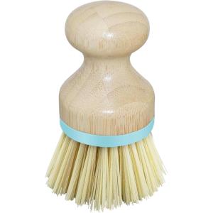 imageOGGI Natural Bamboo Dish Brush  Round Palm Dish Brush NonScratch Odorless Nylon Bristles Durable Scrub Brush for Grease ampamp Grime Safe Cleaning Brush for NonStick Cookware  Turquoise AccentTurquoise