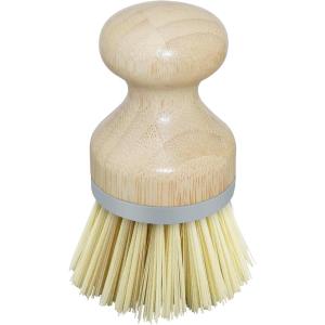 imageOGGI Natural Bamboo Dish Brush  Round Palm Dish Brush NonScratch Odorless Nylon Bristles Durable Scrub Brush for Grease ampamp Grime Safe Cleaning Brush for NonStick Cookware  Turquoise AccentGray
