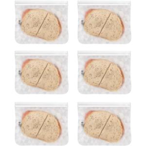 imageOGGI Reusable Food Storage Bags  Set of 4 12x10quot Large  Ideal Lunch Bags Freezer Bags Snack Bags Storage Bags Snack Bag for Travel Ice Bags Reusable  Durable FoodGrade BPAFreeSet6  85x7