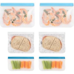 imageOGGI Reusable Food Storage Bags  Set of 4 12x10quot Large  Ideal Lunch Bags Freezer Bags Snack Bags Storage Bags Snack Bag for Travel Ice Bags Reusable  Durable FoodGrade BPAFreeSet6  2 11x8  2 85x7  2 85x5