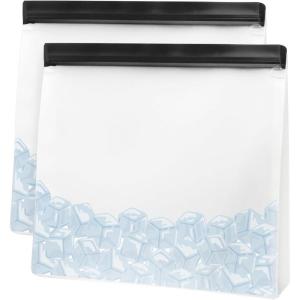 imageOGGI Reusable Food Storage Bags  Set of 4 12x10quot Large  Ideal Lunch Bags Freezer Bags Snack Bags Storage Bags Snack Bag for Travel Ice Bags Reusable  Durable FoodGrade BPAFreeSet2  11 x 10 x 25