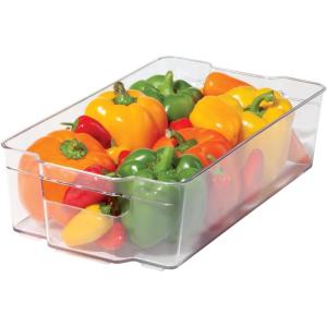 imageOGGI Stackable Storage Bin With Handle  Large 1475quot x 85quot x 375quot  Ideal for Kitchen Organization Pantry Storage Fridge Organizing Clear1475 x 85 x 375