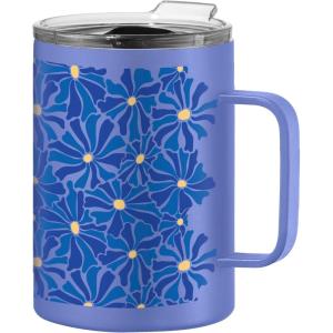 imageOGGI ThermoMug Stainless Steel Insulated Mug Double Wall Vacuum Insulated wHandle ampamp Lid Coffee Cup Camping Mug Travel Thermos 14oz420ml RedBlue Floral