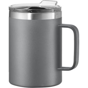 imageOGGI ThermoMug Stainless Steel Insulated Mug Double Wall Vacuum Insulated wHandle ampamp Lid Coffee Cup Camping Mug Travel Thermos 14oz420ml RedGray