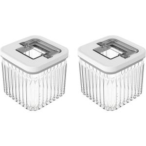 imageOggi Airtight Clear Fluted Canister Set of 2  Stackable Food Storage Containers with Lids Vintage Modern Farmhouse Style Kitchen Counter ampamp Pantry Organization Size  2 x 405 fl oz  12 Lt