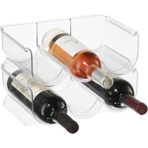 imageOggi Bottle Rack for Wine 6 Bottle Wine Storage  Stackable Wine Rack Secure Stack Tabs Water Bottle Storage Wine Bottle Holder for Kitchen Cabinet Fridge  Each Rack Holds 3 Bottles 2 Pack4pc New