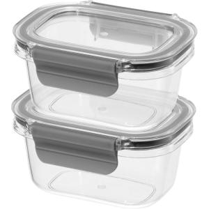 imageOggi Clarity LeakProof Airtight Food Storage Containers  Set of 2 Ultra clear BPA free Sealable Container with Lid Ideal Kitchen Organization Perfect Meal Prep Containers 12oz350ml12oz Set of 2
