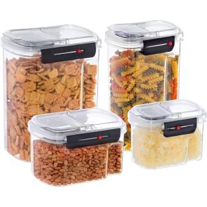 imageOggi Easi Grip 57oz Moisture Proof Storage Container Ultra Clear BPAFree Sealable Canister Flip Open Pouring Lid Date Reminder Slider on Clip Ideal Cereal Dispenser 57oz  17ltSet of 4