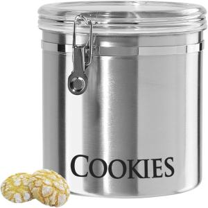 imageOggi Jumbo 8quot Stainless Steel Flour Clamp Canister  Airtight Food Storage Container Ideal for Kitchen ampamp Pantry Storage of Flour or other Bulk Dry Foods8InchCookies