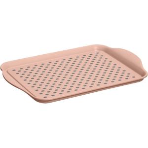 imageOggi OGGI Anti Slip Serving Tray with Handles Black Rectangle Tray  Ideal for Eating Breakfast Food Appetizer Tray Serving 175 x 115 55043BlushBrick Red