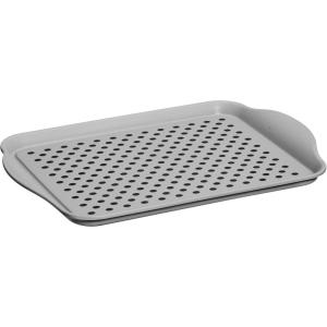 imageOggi OGGI Anti Slip Serving Tray with Handles Black Rectangle Tray  Ideal for Eating Breakfast Food Appetizer Tray Serving 175 x 115 55043GrayDk Gray