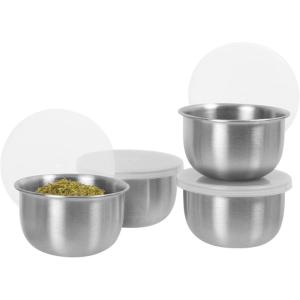 imageOggi Set of 6 Colored Pinch Bowls  45quot  114cm Diameter Ideal Salt ampamp Pepper Dip Condiments Mini Bowls Prep Bowls for Cooking Mise en Place Bowls CharcuterieWhite Lid