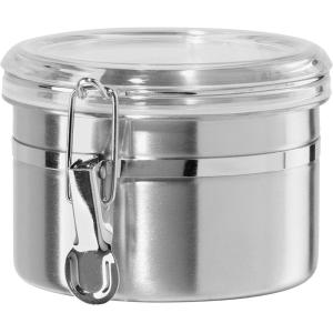 imageOggi Stainless Steel Kitchen Canister 47 fl oz Black  Airtight Clamp Lid Clear SeeThru Top  Ideal for Kitchen Storage Food Storage Pantry Storage Large Size 5quot x 6quotStainless Steel