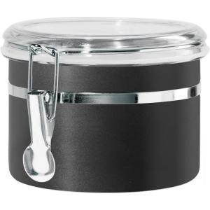 imageOggi Stainless Steel Kitchen Canister 47 fl oz Black  Airtight Clamp Lid Clear SeeThru Top  Ideal for Kitchen Storage Food Storage Pantry Storage Large Size 5quot x 6quotBlack
