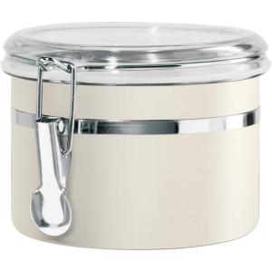 imageOggi Stainless Steel Kitchen Canister 47 fl oz Black  Airtight Clamp Lid Clear SeeThru Top  Ideal for Kitchen Storage Food Storage Pantry Storage Large Size 5quot x 6quotWarm Gray