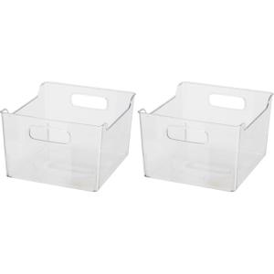 imageOggi Storage Bin With Handles  Deep 975quot x 9quot x 6quot  Ideal for Kitchen Organization Pantry Storage Fridge Organizing Clear1 Count Pack of 2