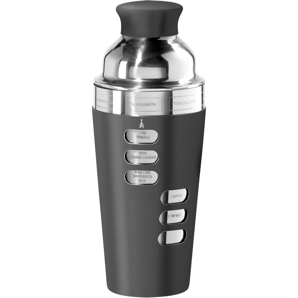 imageOGGI Dial A Drink Cocktail Shaker23oz Stainless Steel Shaker with Built In Strainer Ideal Cocktail Mixer for Martini Margarita ampamp MoreBlack  23oz